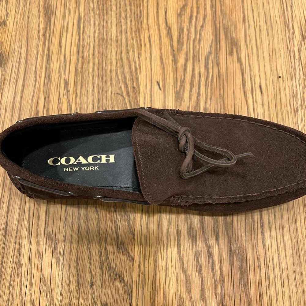COACH men’s brown suede driving loafers. Worn only twice and look like new.